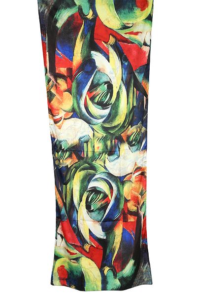DACSHOP Multicolor painted double-sided shawl scarf, Dacali, silk, green 02