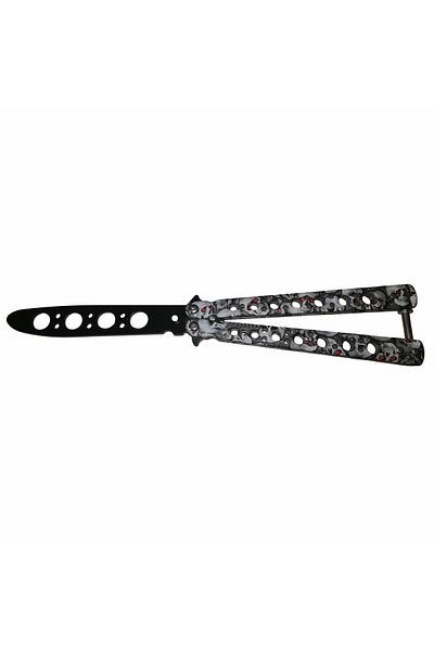 Depox IdeallStore® butterfly knife, Scared Skulls, for training, 22 cm