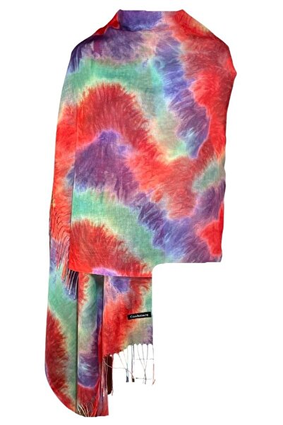 DACSHOP Esarfa curcubeu din casmir, Dacali, rosu, 185 x 75 cm