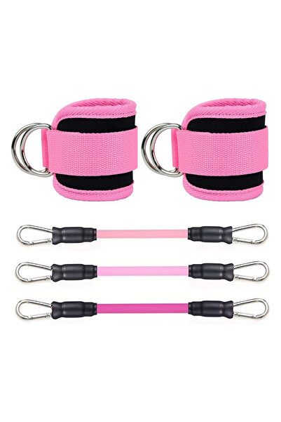 Choice 5 قطع من مشبك الكاحل للياقة البدنية باللون الوردي بالكامل، وتدريب الساق، وجهاز تدريب الورك، وحلقة الكاحل، وحزام ربط الساق