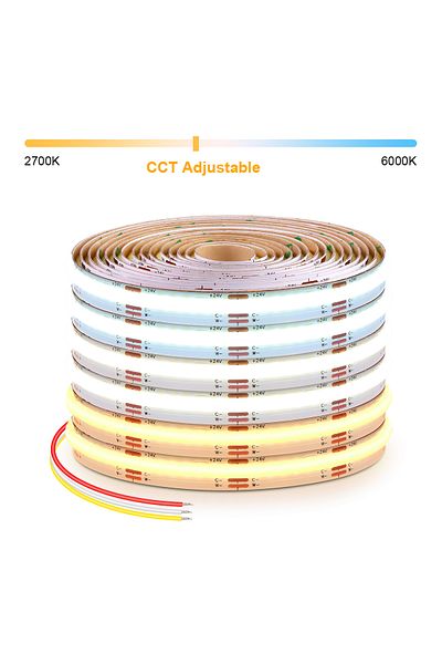 Choice 5m DC 24V 2700K-6500K CCT COB LED Strip Light 12V 24V 608LEDs/M 2700K-6500K Dimmable Ribbon LED Tape