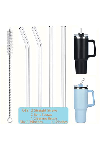 Choice Clear 12inch 4pcs 8-12 inches Long Reusable Clear Straws Glass Straws Perfect for Stanley 40 to 20