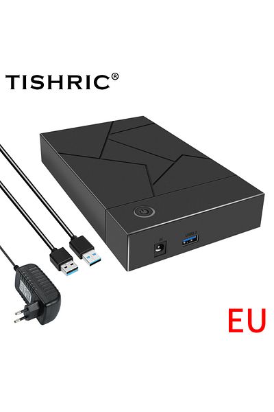 TISHRIC EU Plug TISHRIC HDD Case 3.5 2.5 SATA to USB 3.0 Adapter External Hard Drive Disk Enclosure for 3.5