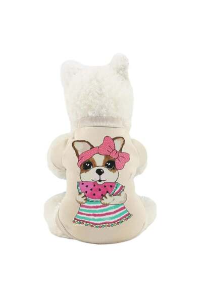 PUFO Pinky Girl hoodie for dogs or cats, beige, S