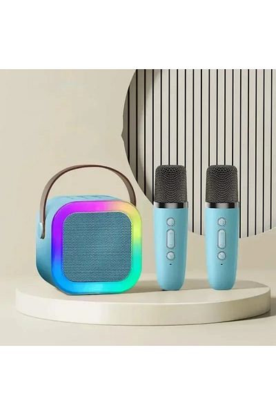 Choice Blue with 2Mic Bluetooth K12 Karaoke Machine Portable 5.3 PA Speaker System with 1-2 Wireless Microp