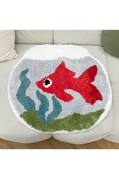 Choice 60X57 CM Cartoon Fish Tank Rug Soft Non Slip Decorative Carpet For Living Room One Piece Aesthetic B