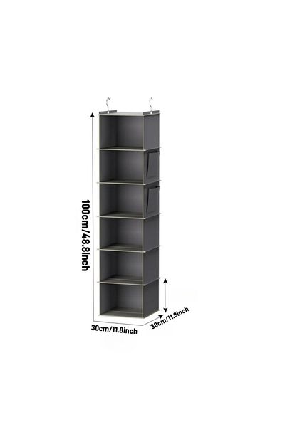 Choice 6 Light Grey Hanging Closet Organizer and Storage, Foldable 6-Shelf Closet Hanging Storage Shelves w