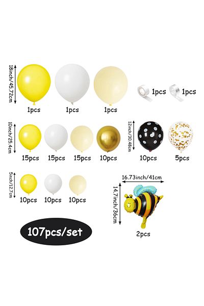 Choice Other As Picture 107Pcs Yellow Bee Theme Balloon Arch Set, Yellow and White Gold Balloon, with Bee B