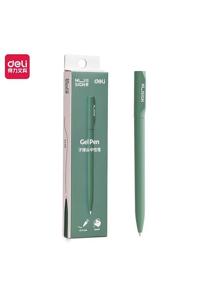 Deli Green High Quality Metal Gel Pen Golden Signing Pen Black Ink Signing Pen Writing Stationery Fo