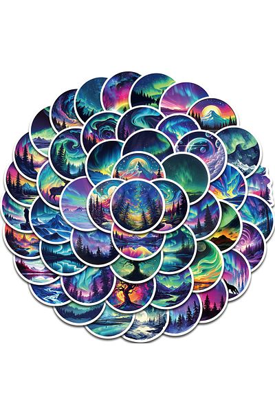 Choice 50pcs 50pcs Northern Lights Art Series Graffiti Sticker Computer Diy Graffiti Laptop Luggage Waterpr