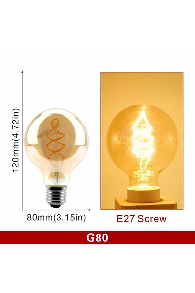 GOT LIANG 4W 220V Yes Warm white 2200K G80 E27 E14 E27 Retro LED Spiral Filament Light Bulb 4W Warm Yellow 220