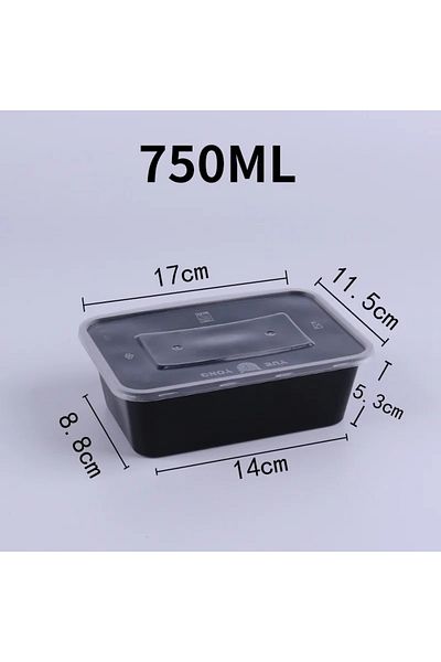 Choice 750ml 10PCS 10PCS Plastic Disposable Food Containers Black Take out Containers With Lid for Salads