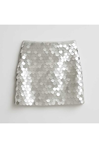 AROKA Gümüş Pul Payet İbiza Etek