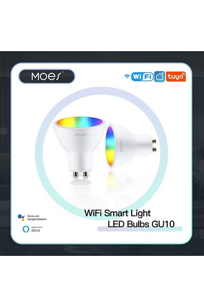MOES WB-TD5-RWW-GU10-MS MOES GU10 WiFi Smart LED Bulbs RGBW C+W White Dimmable Lamps Tuya APP Remote Cont