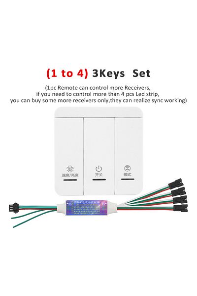 MJJC 1 to 4 3 Keys Set DC 5-24V Horse Racing LED Strip Controller 3 Keys Panel Sync Control WS2811 1903 I