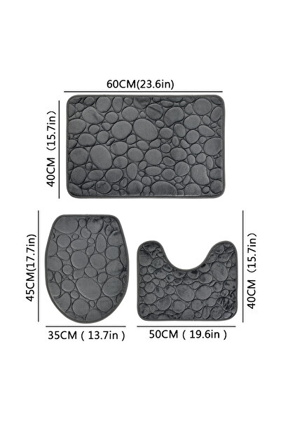 Choice مجموعة من ثلاث قطع باللون الرمادي الداكن، مجموعة واحدة من أرضيات الحمام البسيطة ذات اللون الموحد والتي تمتص الماء ومضادة للانزلاق