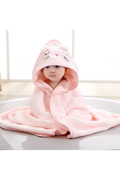 Choice Pink Baby Bathrobe Infant Bath Towel Boy Girl Blankets Swaddle with Hood Cartoon Coral Fleece Towel