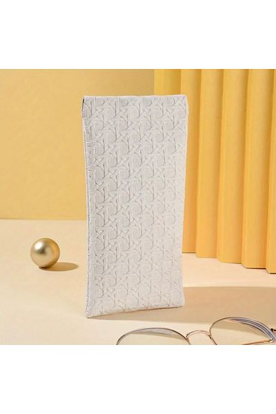 Choice White Portable Squeeze Top Sunglass Case - Leather Soft Sunglasses Case Easy To Use Eyeglasses Case