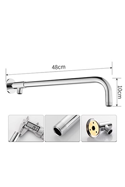 Choice ذراع تمديد رأس الدش 38/48 سم فضي مثبت على الحائط من الفولاذ المقاوم للصدأ أنبوب تمديد هطول الأمطار