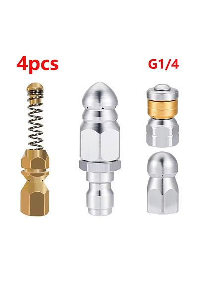 Choice Dark Grey Sewer Jetter Cleaning Nozzle Kit Water Jet Drain Cleaners For 1/4 Inch Pressure Washer Par