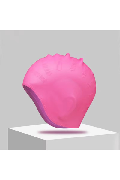 Choice قبعة سباحة احترافية متينة من السيليكون باللون الوردي مع جيوب للأذن للب...