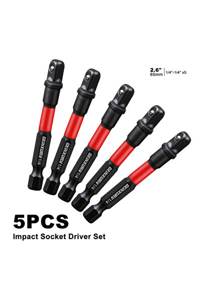 choice2 مجموعة مفكات صدمية من جينكسورن، 5 قطع، 2.6 بوصة، 1/4 بوصة، مع لقمة تم...