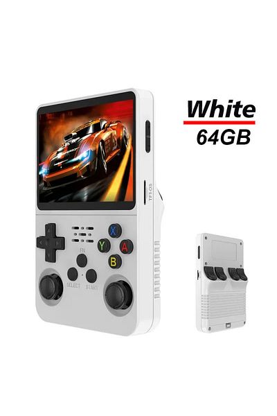 Choice White 64G R36S Retro Handheld Video Game Console ARKOS System 3.5 Inch IPS Screen Classic Portable P