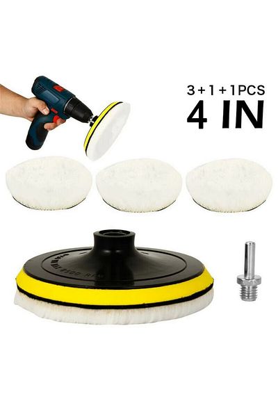 Choice 5Pcs 4 Inch Flocking Sanding Disc Hook And Loop Backing Buffing Pads Wool Polishing Wheel For Ele...