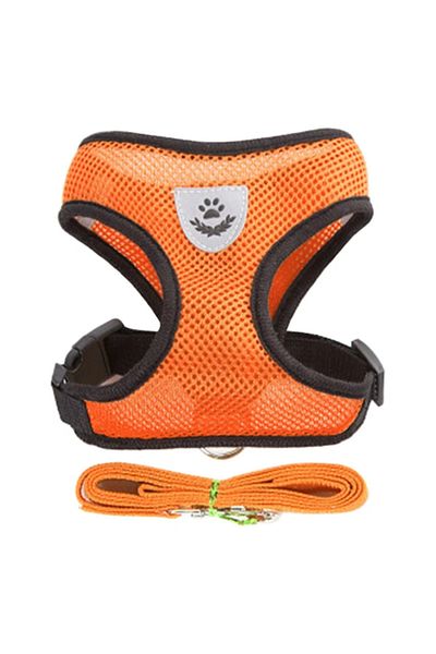 Choice M ORANGE Cat Harness Vest Walking Lead Leash For Puppy Dogs Collar Polyester Adjustable Mesh Dog Har