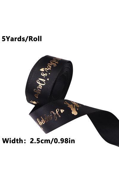Choice 25mm black 5 Yards Happy Mother's Day Ribbon, Pink Red Ribbon for Gift Wrapping, Satin Ribbon for Fl
