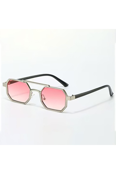 Choice pink Stylish Metal Sunglasses with Dual-Tone Frame - Gradient Blue Len...
