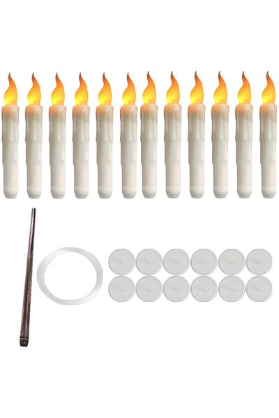 Choice Set of 12 12/48Pcs Floating Candles with Magic Wand Flickering Warm Light LED Flameless Candle Taper