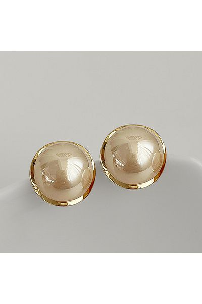 Choice AEH70375 Light Luxury Simple Elegant Golden Pearl Stud Earrings For Women Fashion Cute Metal Jewelry
