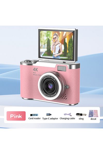 Choice With 32GB TF Card Pink Digital Camera 8X Digital Zoom Vintage Vlog Video Recorder 180° Flip Screen S