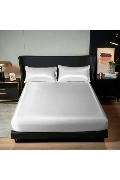 Choice 180x200cm 3s se ding bai se Kuup 100%Polyester 3pcs satin surface Bedding Fitted Sheet and pillowcas