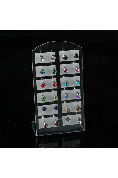 Choice 4mm-colorful Creative Simple 12Pair/Set Colorful Rhinestones Earrings For Women Lover Exquisite Wedd