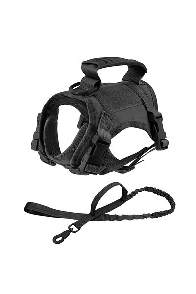 Choice Black set Tactical Cat Harness For Walking Escape Proof Adjustable Pet Vest Harness Soft Mesh With C