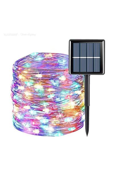 Choice 12m100led Multi Color 100 Led Solar Fairy Waterproof Copper Wire String Lights Christmas Party Garla
