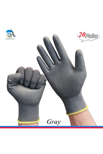 dolphin protect M Gray 20 pairs 10-30 pairs of nitrile safety coated work gloves, PU gloves and palm coated mechanic
