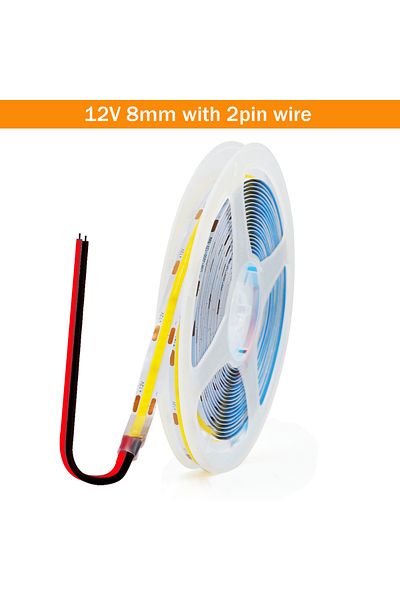 Choice 0.5m natural white 12V 8mm 2pin wire DC5V USB COB LED Strip 3mm 5mm 8mm Width 12V 320LEDs Flexible L