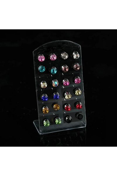 Choice 6mm-colorful Creative Simple 12Pair/Set Colorful Rhinestones Earrings For Women Lover Exquisite Wedd
