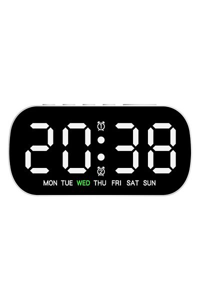 Choice White Digital Alarm Clock USB Powered Temperature Date Week Dual Alarm Night Mode Snooze Clock 5 Lev