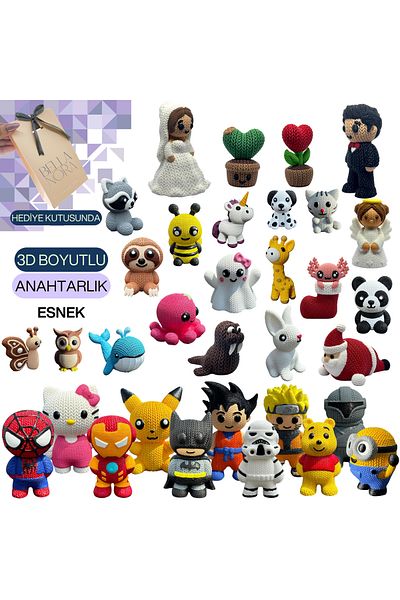 Bellanora Knitted Keychain Most Loved Animation Cartoon Animal Heroes Amigurumi in Custom Gift Box