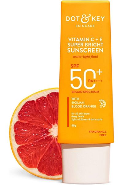 Dot KEY Dot & Key Sunscreen SPF 50 PA+++ with Vitamin C + E | for Even Toned & Glowing Skin | No White Cast,