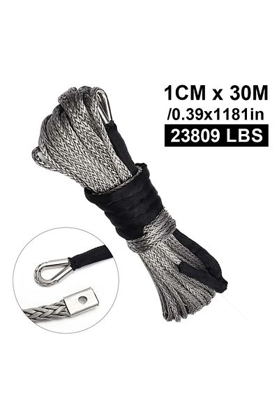 HulitTop 2/5" x 100ft 23000LBS Car Synthetic Winch Rope Line Grey Recovery Cable 4WD ATV Heavy Duty Rope W...