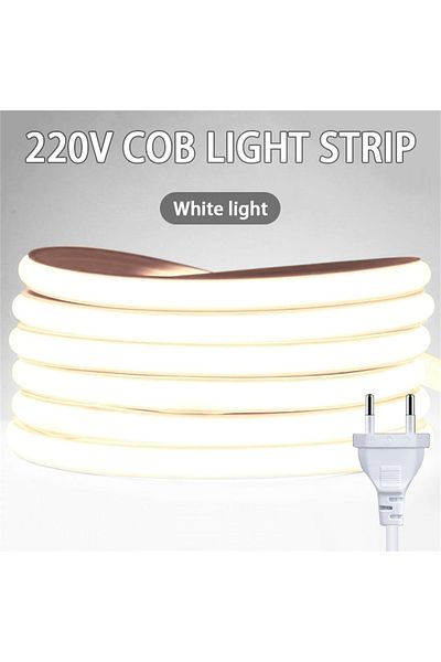 Mikenoon 1m white light 220v Led Ribbon Adhesive High Brightness COB Led Strip for Room Waterproof Led Strip