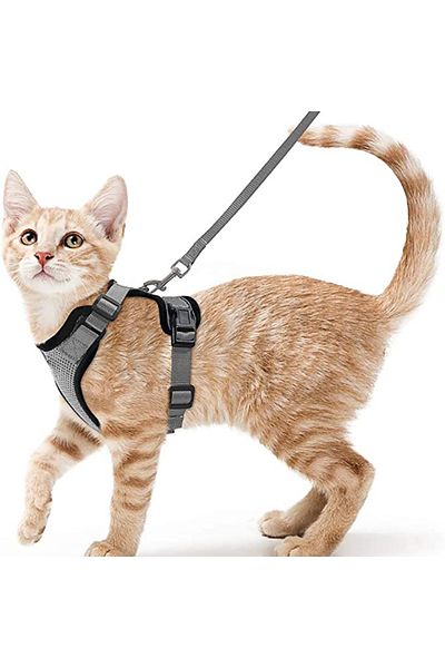 Choice S GRAY Cat Harness and Leash for Walking, Escape Proof Soft Adjustable Vest Harnesses for Cats, Easy