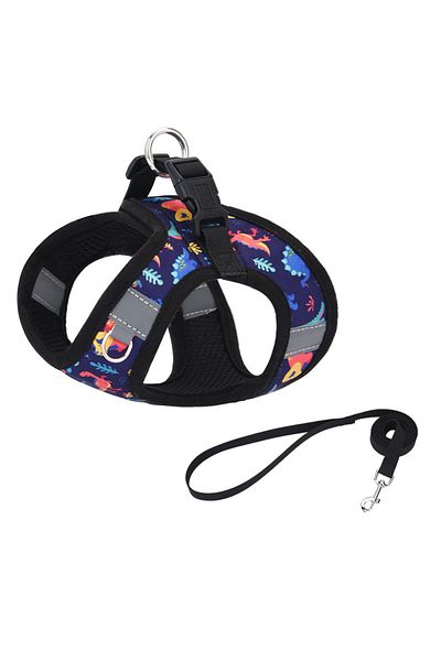 Choice S Deep Blue Hp386--pet Cat & Dog Printed Vest Style Harness, 360° Fit To The Pet's Body Shape, 1.5-m
