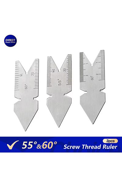 Realmote 3PCS 3pcs Screw Thread Center Gauge 55° 60° Degrees Inch Metric Angle Template Pitch Gauge Measuring