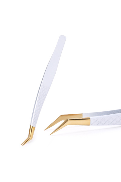 Choice9 8 ملقط مضاد للكهرباء الساكنة من الذهب الأبيض لتمديد الرموش والحواجب من الفولاذ المقاوم للصدأ مجموعة Beauty Prec.